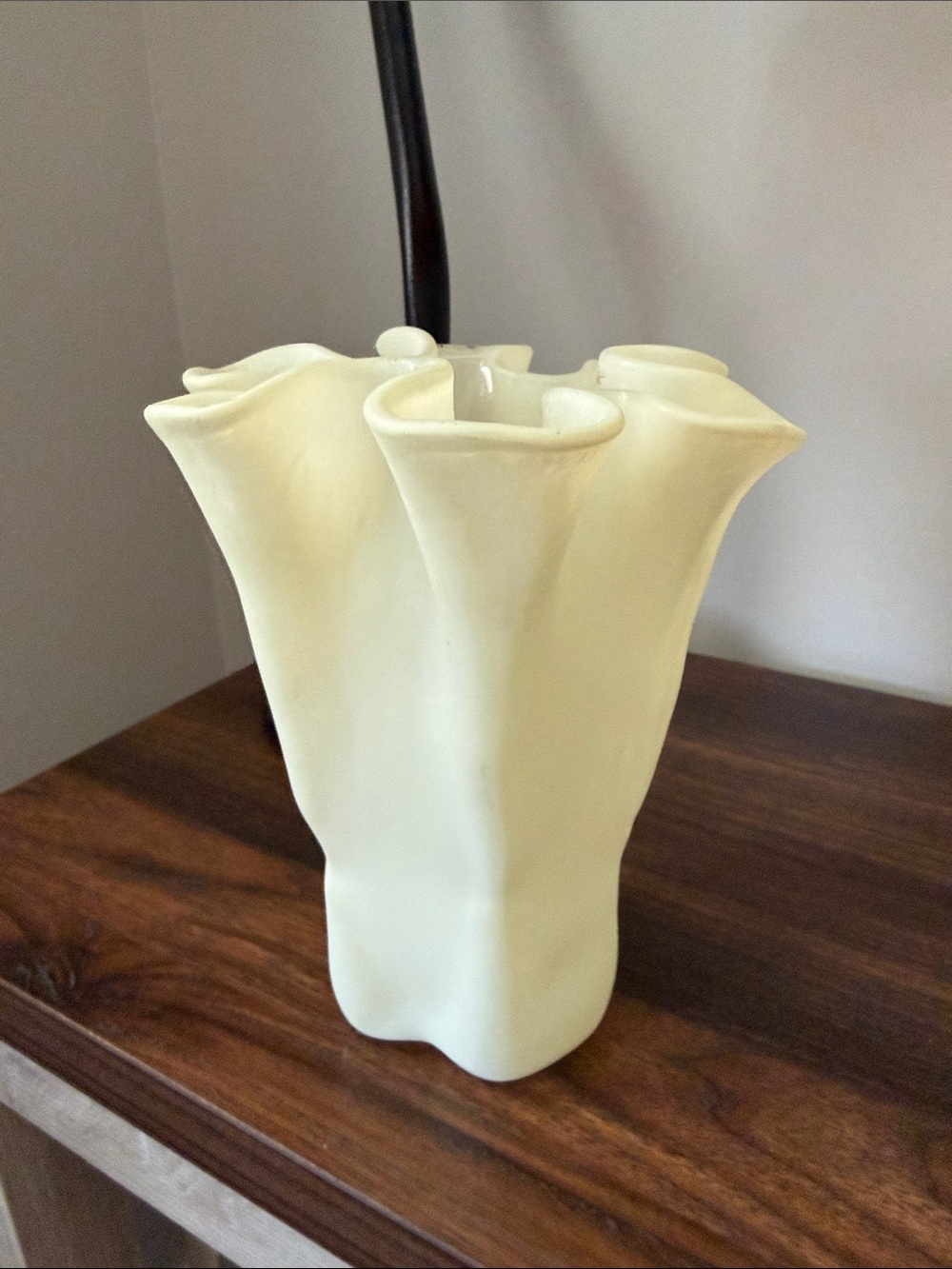 Muuria Finland Frosted Art Glass Freeform Ruffled Vase Scandinavian  Modern